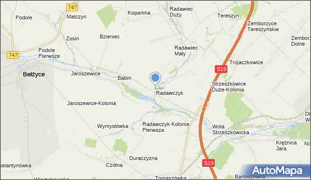 mapa Radawczyk, Radawczyk gmina Niedrzwica Duża na mapie Targeo